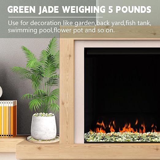 5 lb Jade Pebbles for Indoor Plants, 3/8 Inch Polished Decorative Pebbles for Vase, Bamboo, Succulent, Garden Landscape Decoration River Stone