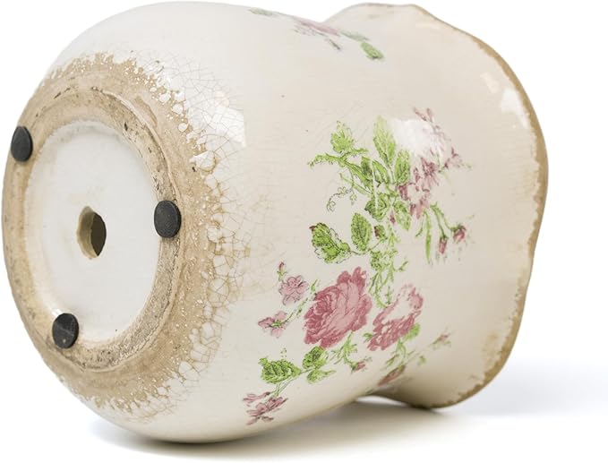 Rustic Ceramic Planter, 6 Inch Tuscan Vintage Flower Pot with Drainage, Farmhouse Garden Pot for Indoor Plants, Kitchen & Garden Tuscan Decor, Plant Lover Gift (Pink)