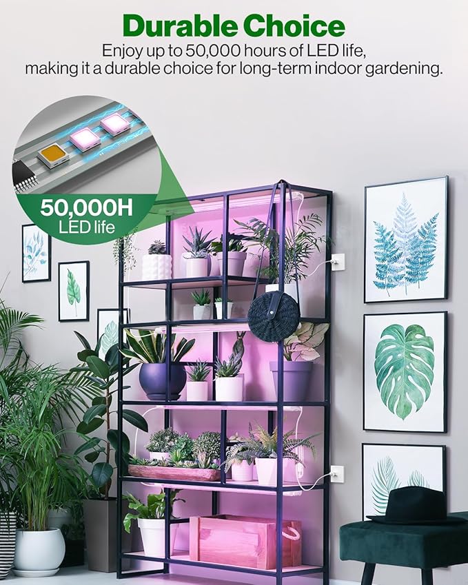 Sunco 3ft Grow Light LED, 30W, Full Spectrum, for Seed Starting, Seedling, Indoor Plants, Plug in Suspended Fixture, Link Up to 5, Inline Switch, UL/ETL 4 Pack.