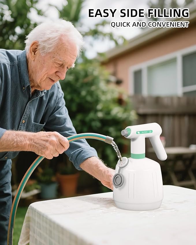 Uten Cordless Electric Sprayer - 2L Rechargeable Electric Spray Bottle, Power Display, Extended Nozzle for Hard-to-Reach Areas, Multi-Use for Cleaning, Watering, Disinfecting