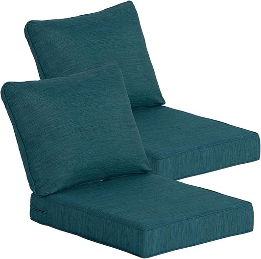 Goodgoods 24 x 28 Outdoor Patio Deep Seat Cushions 2-Pack, 1000+ Hours Fade-Resistant & Water-Resistant Outdoor Furniture Chair Cushions with 30D High-Resilience Foam for Sofa Chair, Malachite