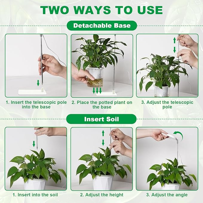Dual-Use Ring Grow Light for Plants, Full Spectrum LED with Auto Timer, 5-Level Dimmable, Adjustable Height 7-17.6 Inches for Indoor Plants, Succulents, Greenhouse 3 Pack