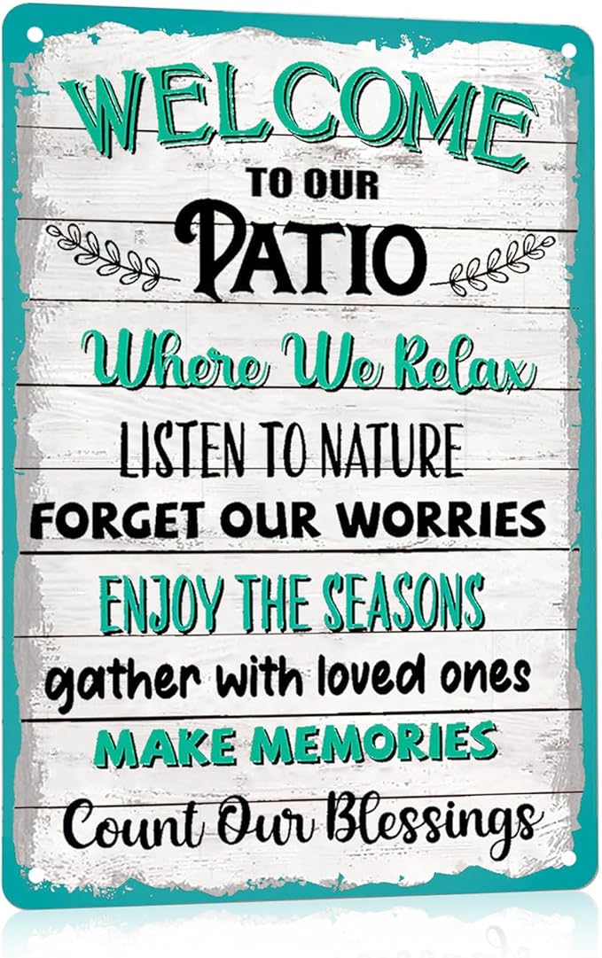 Funny Patio Signs For Outside Welcome To Our Patio Sign Outdoor Signs For Backyard Decor Patio Metal Signs Deck Tin Signs For Outside Patio Decorations Patio Rules Sign 8x12 Inch