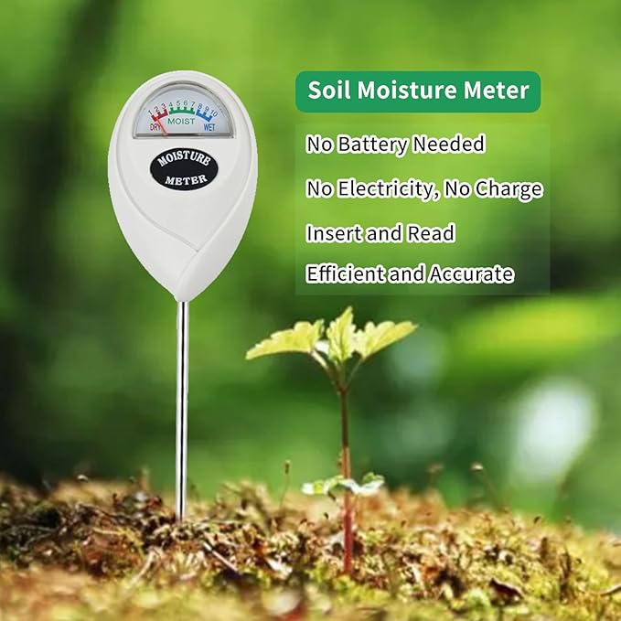 Soil Moisture Meter, 2 Pack Long Probe Soil Moisture Monitor for House Plants, Soil Hygrometer Moisture Sensor for Indoor & Outdoor, Garden, Farm, Lawn Plant Care, No Battery Needed(White)