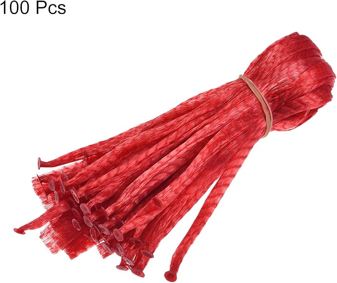 MECCANIXITY 100 Pack Watermelon Nets 13.78 Inch Hanging Melon Hammocks Reusable Fruit Net Bag for Garden Red