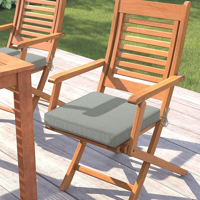 Magpie Fabrics Indoor Outdoor Waterproof Square Chair Cushion, 18" x 18" x 2.5", 2 Pack, Water Resistant Seat Cushions, for Patio Garden Office, Grey