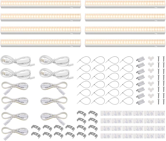 Barrina T5 Grow Lights, Grow Light Strip for Indoor Plants, 1ft Plant Lights for Indoor Growing, Full Spectrum LED Grow Light, Individual Switch, Linkable, Plug and Play, Yellow, 8-Pack