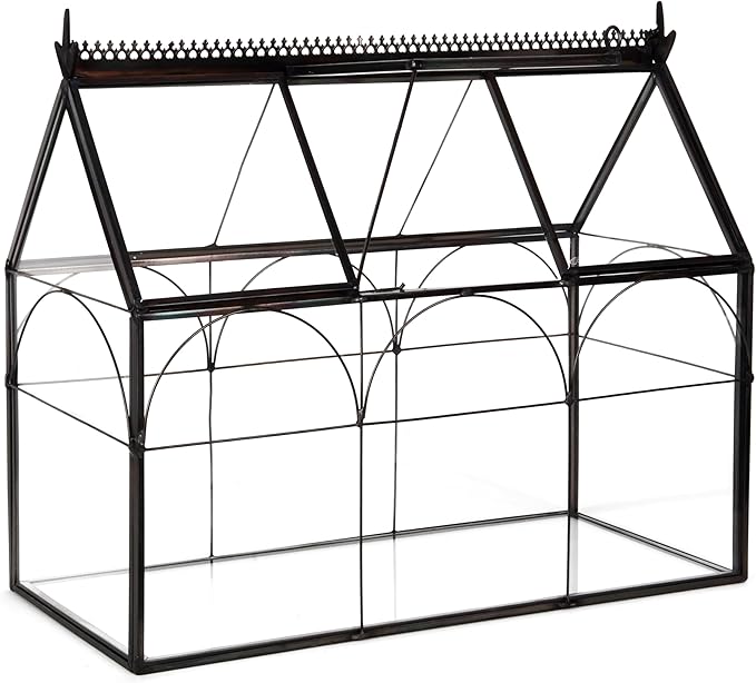 D'Eco Glass Greenhouse Centerpiece (10x4.5x9) - Valentine's Day Home Decor - Tabletop Geometric Planter Terrarium - Fill with Succulents, Moss, Roses, Chocolates - Valentines Gift for Plant Lovers