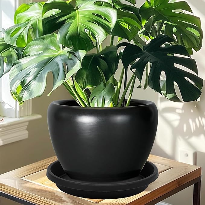 4 Pack Plant Saucer 14 Inch, Heavy Sturdy Plastic Plant Trays for Pots, Plant Water Catcher Tray for Plants, Flower Pot Saucers, Plant Saucers for Indoors Outdoor