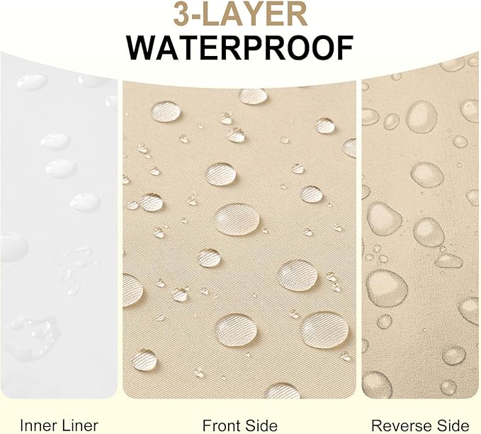 downluxe Waterproof Outdoor Chair Cushions Set of 4, 19" x 19" x 3" Patio Chair Cushion with Non-Slip Ties & Handle, Square Outdoor Cushion for Patio Furniture with Removable Cover, Beige