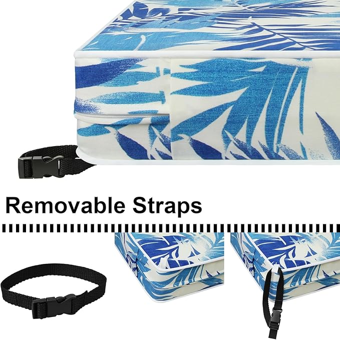 Outdoor Loveseat Cushion Set 44''x24'', Outdoor Cushions for Patio Furniture with Fastness Cover, Water Repellent Outdoor Seat Cushion and Couch Back Cushions for Bench, Swing (Blue Bamboo, 2 Sets)