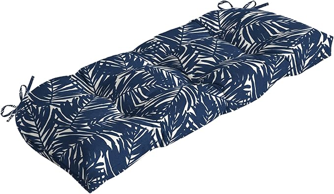 Arden earthFIBER Outdoor Wicker Settee Cushion, 41.5 x 18, Rain-Proof, Fade Resistant Navy Blue King Palm