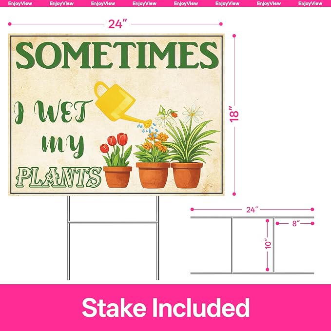 Funny Garden Sign with H Stake 24"x18" Large Vintage Sign for Outside Corrugated Plastic Greenhouse Yard Decor Gardening Gifts for Women 1Pack