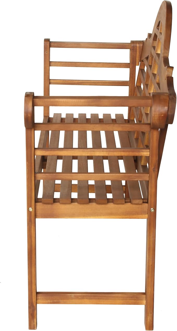 JONATHAN Y BNH103A Lutyens 51.2" 3-Seat Arched 600-Lbs Support Acacia Wood Outdoor Garden Patio Bench for Garden, Lawn, Backyard, Pool, Deck, Beach, Firepit, Teak
