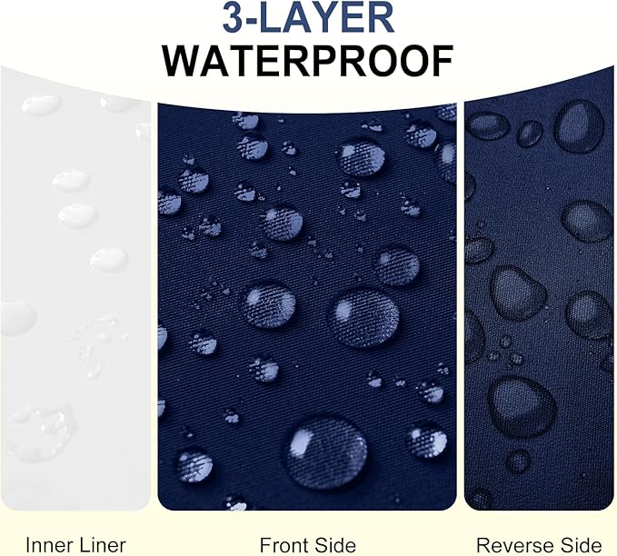 downluxe Waterproof Outdoor Chair Cushions for Patio Furniture, 24" x 24" x 4" Patio Chair Cushion with Adjustable Ties & Portable Handle, Square Outdoor Cushion with Removable Cover, Navy, 2 Pack