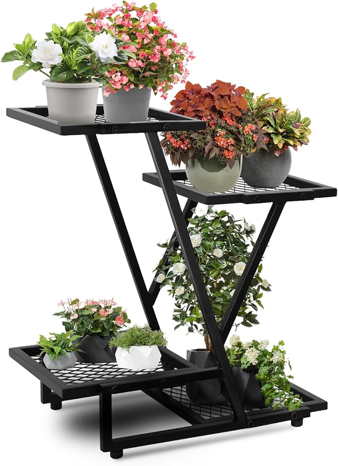 2Pack，4Tier plant stand，outdoor plant stands for patio，Planter Display ShelvingIndoor Outdoor，Multiple Flower Pot Holder， suitable for garden corners, balconies, and living rooms