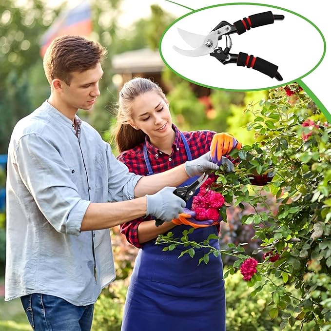 Pruning Shears for Gardening Heavy Duty Garden Scissors with Sharp SK5 Steel Blades, Ergonomic Grip Rust-Resistant Shears Pruning Tools Ideal Garden Snips and Pruners for Trees Plants Flowers