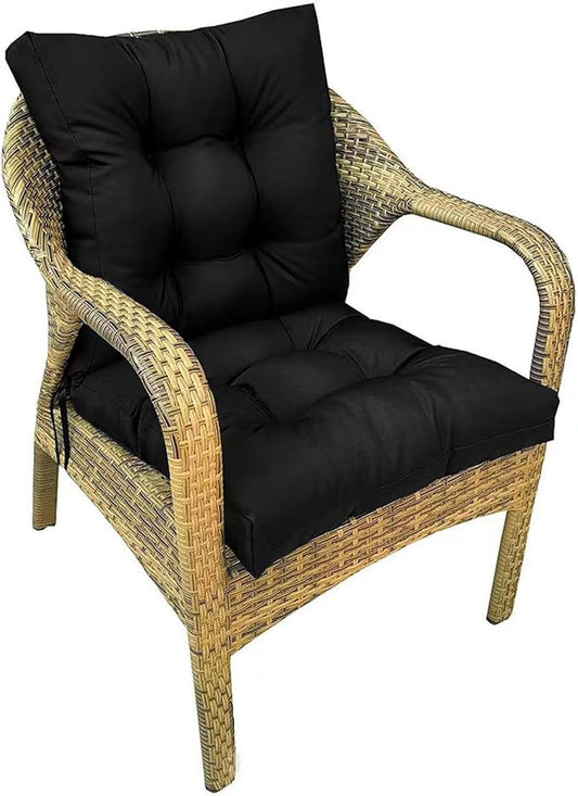 Outdoor Patio Cushion Waterproof Rocking Chair Cushions for Outdoor Furniture Non-Slip Wicker Chair Seat Pads with Back, Black 41.7"*20.8"