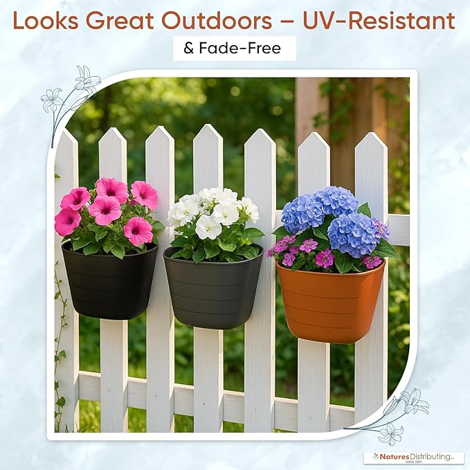 12 Inch Self-Watering Wall Planter for Indoor & Outdoor Use – Vertical Hanging Planter, BPA-Free, UV-Resistant – Perfect for Flowers, Herbs & Vegetables (Terracotta, with Plug)
