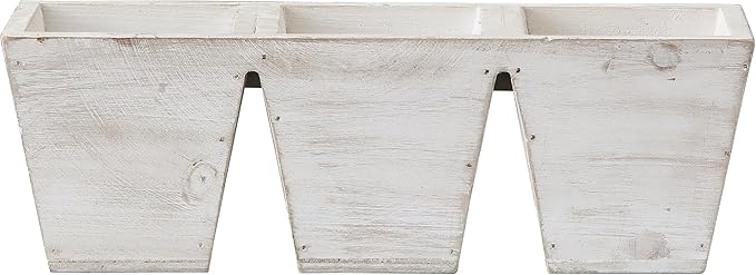 SOFE Farmhouse Wooden Flower Boxes, Rectangular Planters with Garden Sign, 11 Inch Long Pots for Plants, Porch Windowsill Decorative Planter