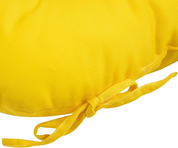FUNHOME Outdoor Chair Cushions 19 x19 Inch,Water Resistant Tufted Seat Cushions 19",Reversible,Weather Resistant,Rounded Back Wicker Chair Cushion for Patio Garden Furniture(Yellow)