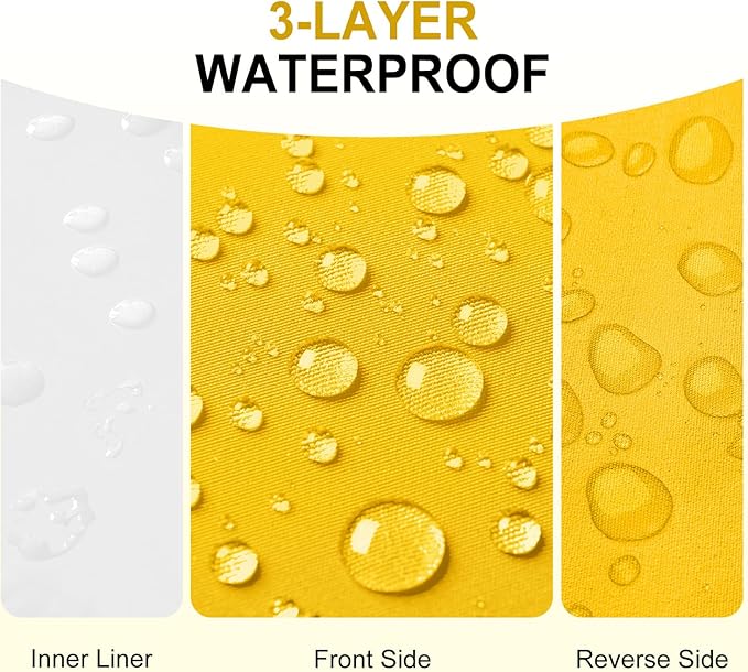 downluxe Waterproof Outdoor Chair Cushions for Patio Furniture, 24" x 24" x 4" Patio Chair Cushion with Adjustable Ties & Portable Handle, Square Outdoor Cushion with Removable Cover, Yellow, 2 Pack
