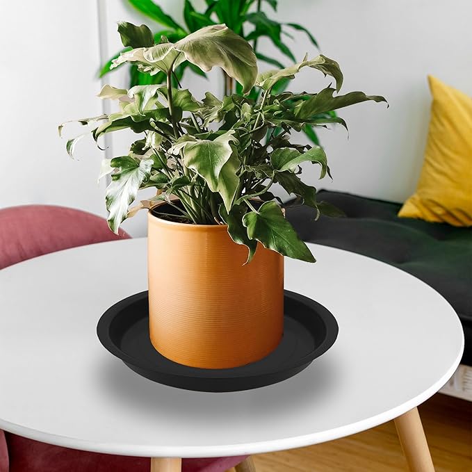 6 Pcs 6 Inch Round Plant Saucers for Less 5 Inch Pot Indoors Outdoors Plant Trays for Pots Planter Saucer Plastic Drip Tray Planter Water Tray (Black, 6"(6pcs))