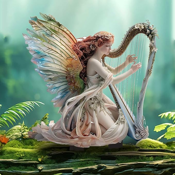 Bohemian Fairy Flower Pot Decor - Planter Pots Decor & Garden Accessories for Home or Garden (Harp Elf)