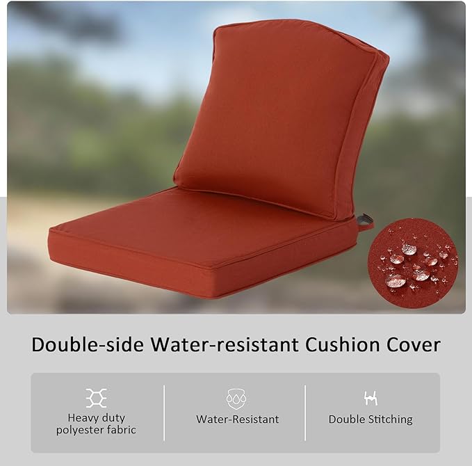 20"x21.5" Outdoor Deep Seat Patio Cushions Set of 1,Water-Resistant UV Resistant Weather Resistant with YKK Zippers,Sunbrella Canvas Henna