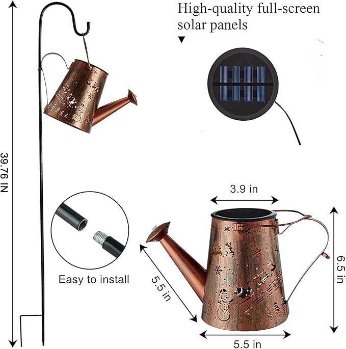 Solar Lights Outdoor Garden Decorations,Watering Can Landscape Light Large Hanging Waterfall Lantern ,Outside Waterproof Patio Decor Perfect Gardening Christmas Gift