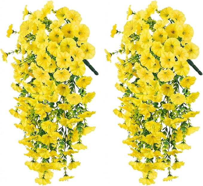Ochine 2Pcs Artificial Hanging Flowers Plants for Outdoor Fall Decoration, Artificial Hanging Fall Flowers Realistic Faux Flowers for Planter Patio Porch Garden Autumn Harvest Thanksgiving Home Decor