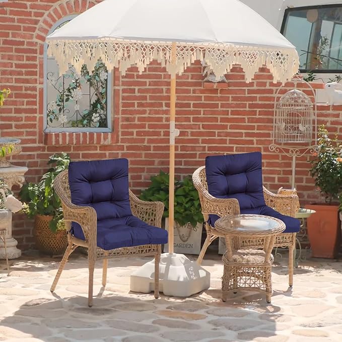 Outdoor Floral Wicker Chair Cushions Set of 2 Waterproof Replacement Seat Cushion for Patio Furniture Garden High Back Thicken Outdoor Seat Pads,Flower 41.7"*20.8"*3.9"