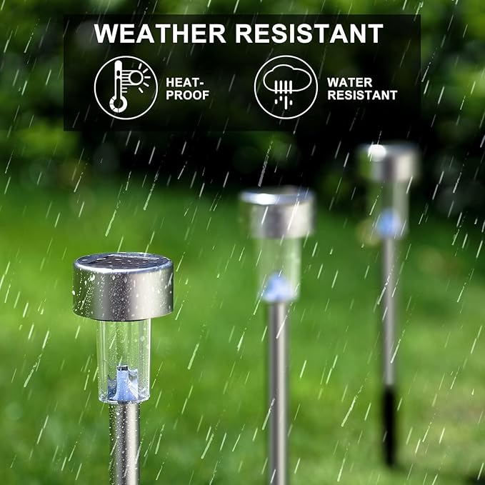 Solar Lights Outdoor Waterproof, Stainless Steel LED Landscape Lighting, Solar Garden Lights, Outdoor Valentines Day Decorations for Yard, Pathway, Walkway, Patio, Lawn - 12 Pack ( Multicolor )