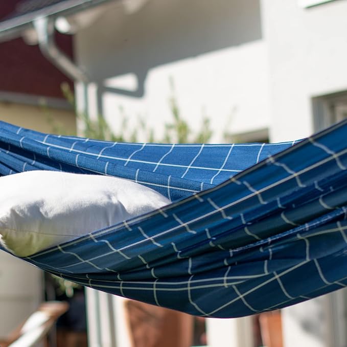 LA SIESTA® - XL King Brisa Classic Hammock & Nautico Steel Stand - Weather & Tear Resistant - Portable, Family Hammock w/Stand - Balcony Porch Garden Outdoor Indoor Hammock - Max 440 Lbs, Marine