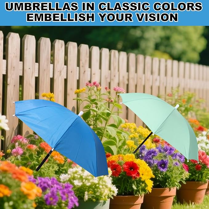 2pcs Adjustable Plant Umbrellas, Waterproof Garden Parasols with Metal Poles & H-Shaped Stakes Outdoor Sun Shade Cover for Potted Plants Flowers Vegetables