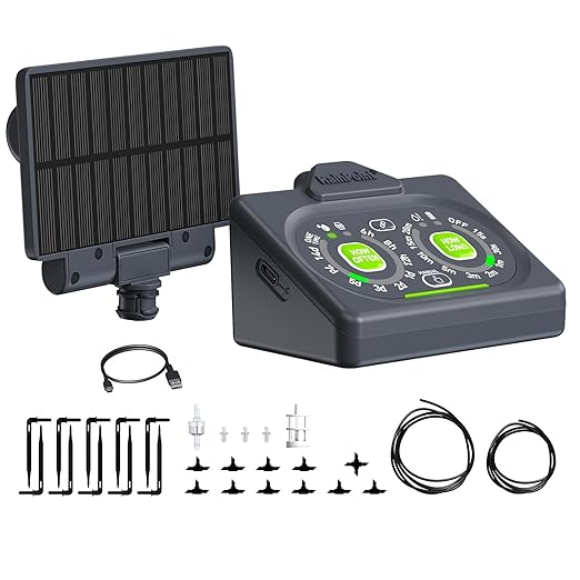 RAINPOINT Programmable Drip Irrigation System for Indoor Houseplant,Compact Dual-Powered Vacation Automatic Plant Waterer Self Watering Device While Away Low Water Auto Shut-Off (Water 10-15 Plants)