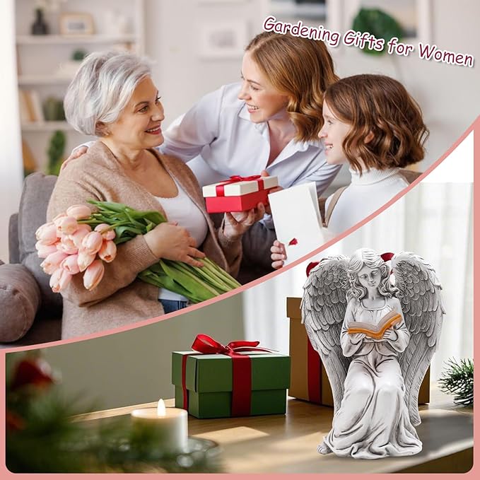 Angel Statue for Garden - 7.88 inches Guardian Solar Garden Statue, Gardening Gifts for Mom Grandma Lawn Ornaments Figurines for Outdoor Decor