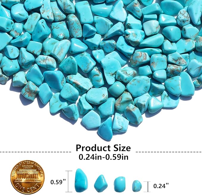 Crystal Stone - 0.9LB Howlite Turquoise Crystal Chips Bulk, Decorative Tumbled Gemstones for Fish Tank Gravel, Vase Filler, DIY Crafts, Plant Pots & Home Decor