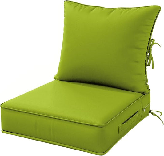 Outdoor Patio Chair Cushions Set 22 L X 24 W X 4 H Waterproof & Fade Resistant Deep Seat and Back Cushions with Removable Covers Outdoor Seat Cushion Set for Chairs and Sofas