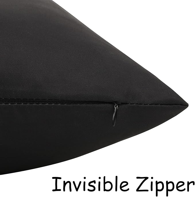 Merrycolor Set of 2 Black and White Outdoor Waterproof Pillow Covers 18x18 Relax Throw Pillow Covers Decorative Outdoor Pillows for Patio Furniture