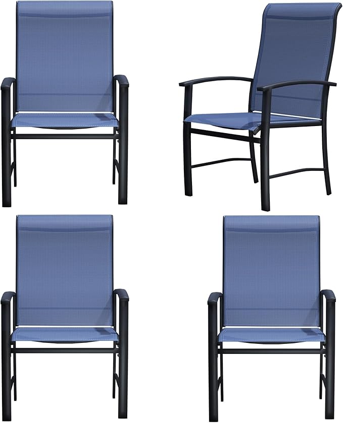 Outdoor Dining Chairs Set of 4, Patio Chairs with Metal Frame & Textilene Fabric, Perfect for Patio Garden Deck