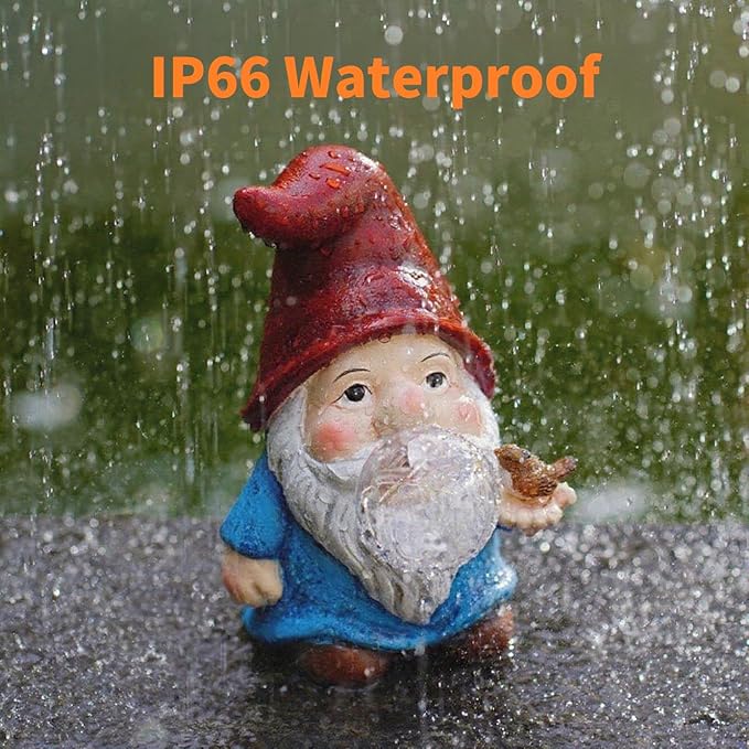 Garden Gnome Statue Solar Light Outdoor Decorations Gnome Figurine Light for Outdoor Patio Balcony Yard Porch Lawn for Women Mom Grandma Family Friend 6.10" D x 4.33" W x 7.09" H