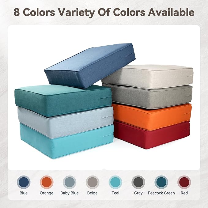 6" Thick Outdoor Cushions 24x24x6, 3-Set Deep Seat Patio Cushions with Removable Cover, Waterproof & Fade Resistant Replacement for Wicker Chair, Loveseat, Sofa - Grey