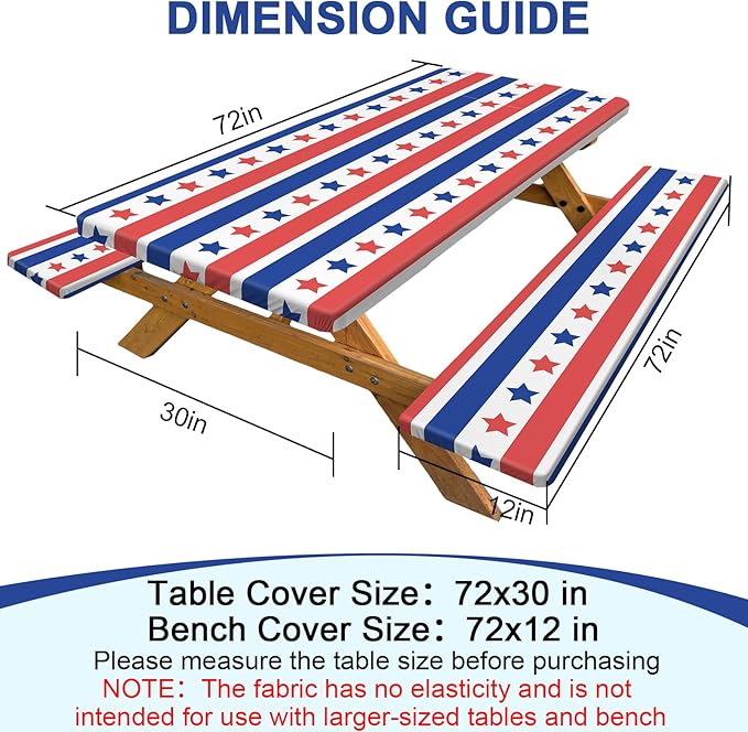 pickyNproud Picnic Table Cover with Bench Covers Portable Table Cloth Built-in Storage Pocket Picnic Table Covers with Elastic Waterproof Camping Essentials for RV Camping