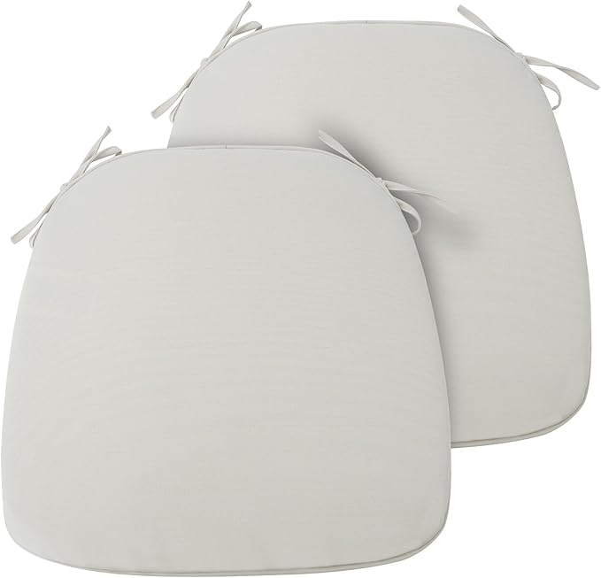 FUNHOME 17"x16"x2" Outdoor Chair Cushions Set of 2, Water Resistant Patio Chair Pads with Ties, Seat Cushions for Home Garden Furniture Decoration-Cream White