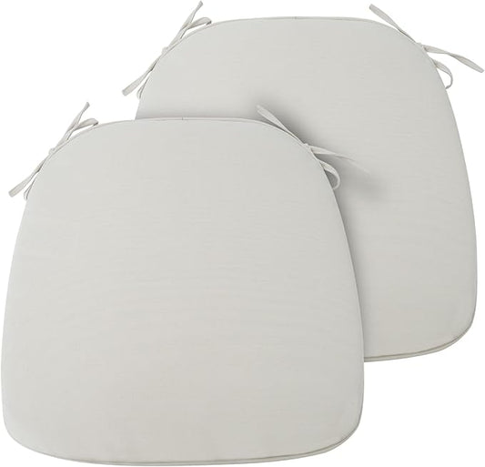 FUNHOME 17"x16"x2" Outdoor Chair Cushions Set of 2, Water Resistant Patio Chair Pads with Ties, Seat Cushions for Home Garden Furniture Decoration-Cream White