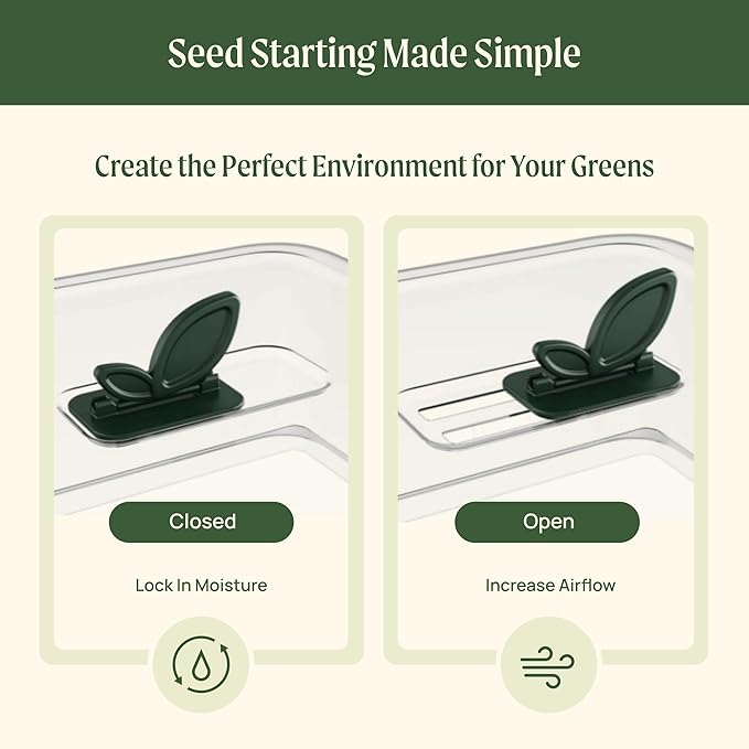 EZ Leafy Planter – Self-Watering Indoor Planter Box with Reservoir & Humidity Dome | Soil-Based Countertop Garden Kit for Leafy Greens, Lettuce, Spinach & Herbs | Kitchen Windowsill Planter