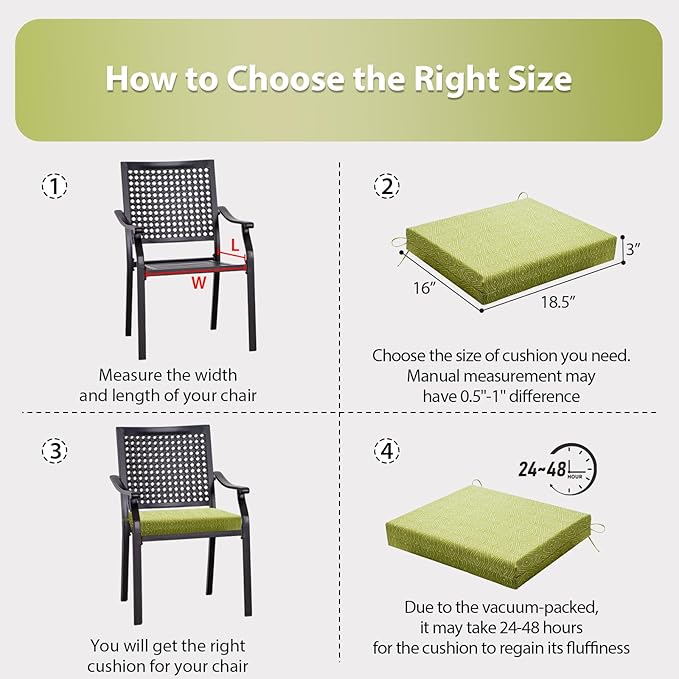 Outdoor Chair Cushions Set of 4, 18.5 x 16 Inch Patio Chair Cushion for Outdoor Furniture, Water Resistant Outdoor Patio Chair Cushions with Non-Slip Ties(Digby Macaw)