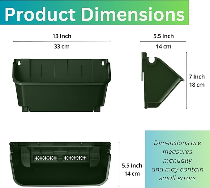 Maxona Vertical Garden Planter - 2 Pack, 13 inch Wall Mounted Planter for Patio Outdoor Decor, Home Green Plastic Pot Balcony Plant Vegetable Fruit Herb Hanging Pocket Holder Flowerpot