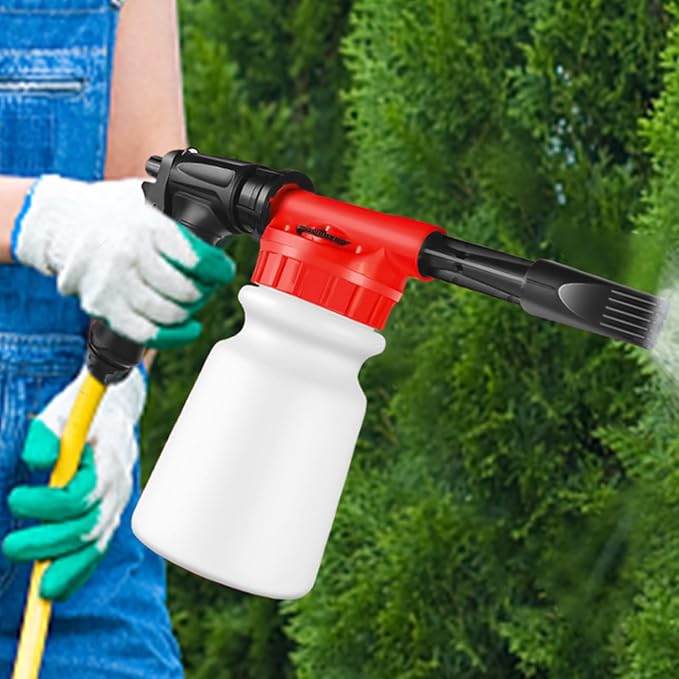Foam Cannon - 1L Handheld Pressurized Sprayer, Garden Foaming Sprayer, Soap Washer Tool | Car Cleaning Hose Attachment, Automobile Detailing Accessory, Use for Home Driveway Garage Washing